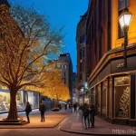 Home 17 금속공예와 공공예술 프로젝트 - **Prompt:** A vibrant, bustling city street scene at dusk. An expansive, old brick wall, once dull a...