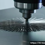 Home 19 스테인리스 스틸 가공법 - A highly detailed close-up of stainless steel surface undergoing precision polishing by a CNC polish...