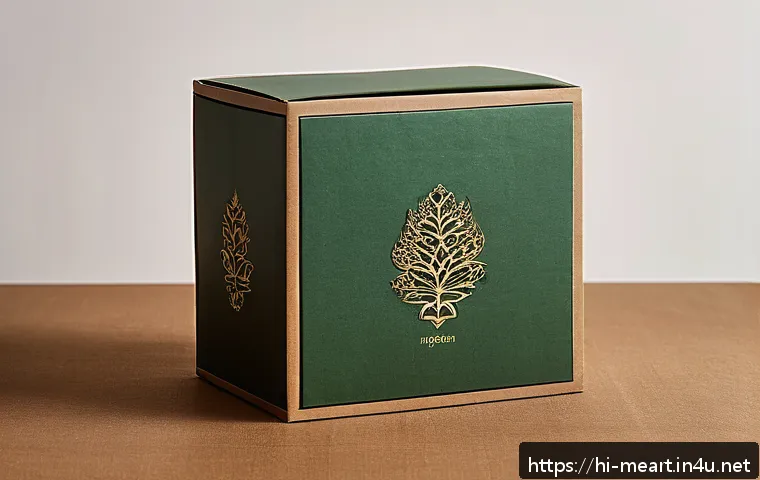 금속공예 제품 포장 디자인 - A beautifully crafted metal sculpture packaged in an eco-friendly, biodegradable cardboard box with ...