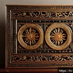 금속공예 온라인 판매 노하우 - A beautifully crafted metal art piece combining traditional Indian motifs with modern design element...