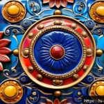 금속공예와 컬러 트렌드 - A vibrant close-up of traditional Indian metal craft artwork featuring copper, brass, and iron eleme...